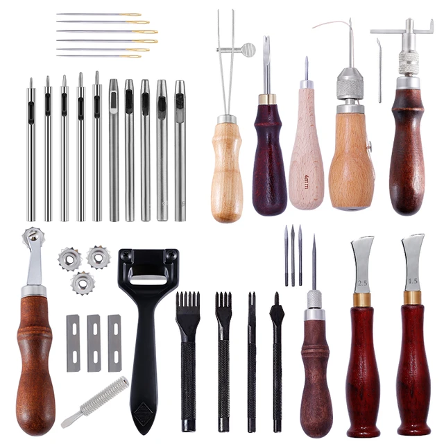 Kraball Leather Crafting Tools Professional Leather Working Kit Edge  Stitching Groover Prong Punch For Carving Sewing Stitching - Sewing -  AliExpress