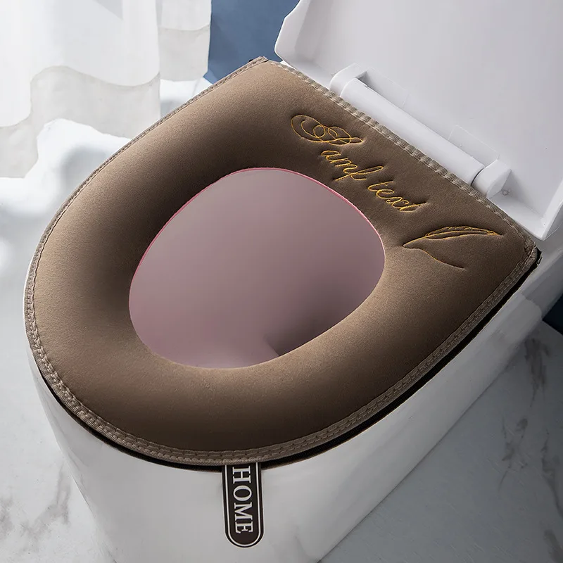 Toilet Seat Household Toilet Cover Gasket Suede Closestool Mat Warm Toilet Cushion Soft O-shape Pad Toilet Seat Thickened Warm
