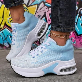 أحذية رياضية نسائية فائقة الارتفاع لزيادة الارتفاع، أحذية مشي عصرية قابلة للتنفس ومضادة للانزلاق للتسوق اليومي، أحذية نسائية متعددة الاستخدامات 5