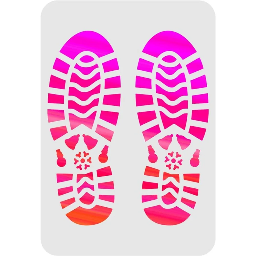 

Footprints Stencil Template 11.6x8.3 inch Plastic Shoe Print Pattern Drawing Painting Stencils Rectangle Reusable Stencils