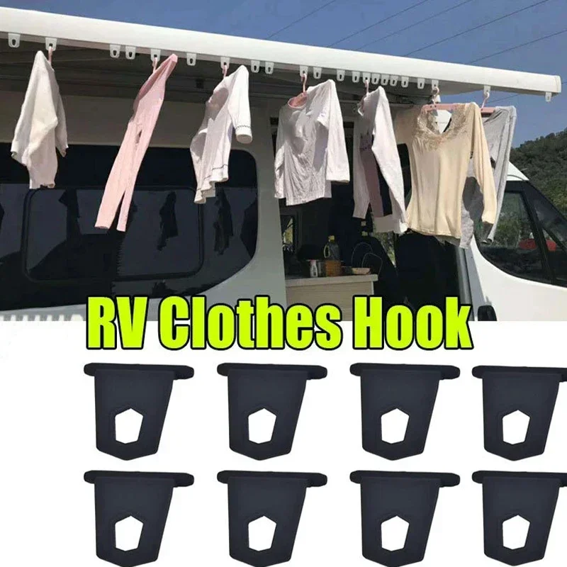 5Pcs ABS S-shaped Camping Awning Hooks ClipsRV Tent Hangers Light Hangers for Caravan Camper Hanging Accessories Balck White