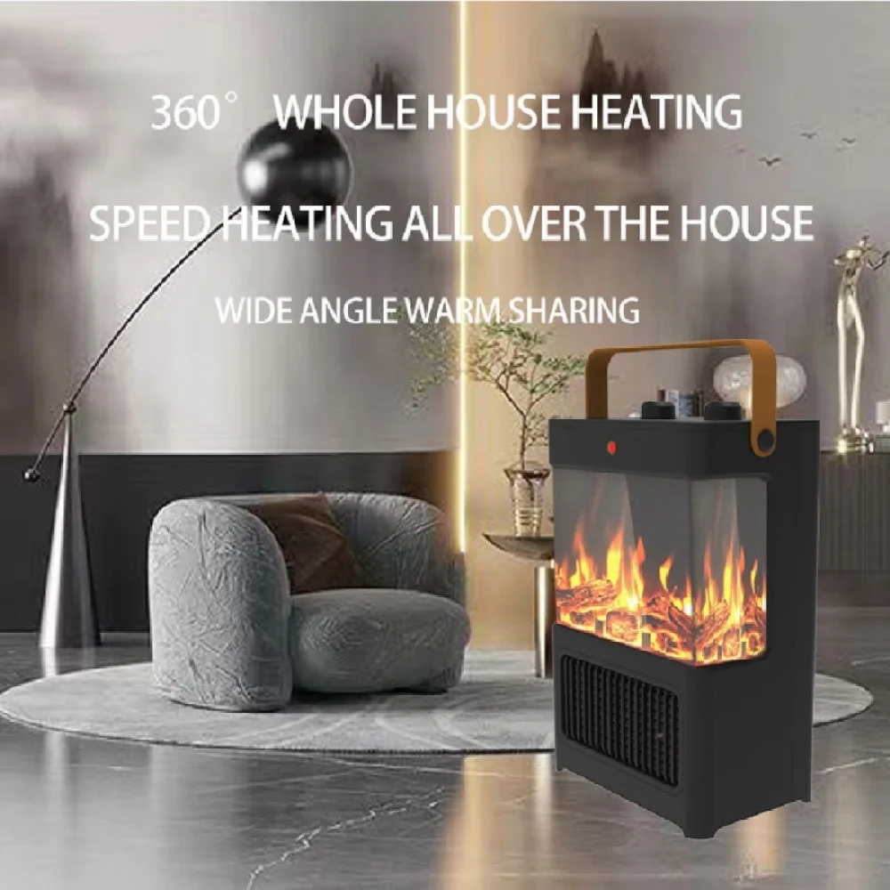 Electric Fireplace Heater for Indoor Use, 1500W Space Heater Fireplace with 3D LED Flame, Double Safety Protection, Portable 4