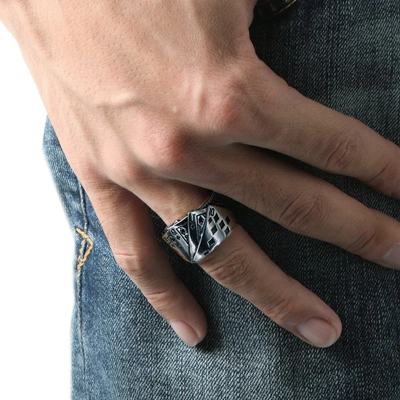 Vintage Punk Poker Card Zircon Ring Image 13