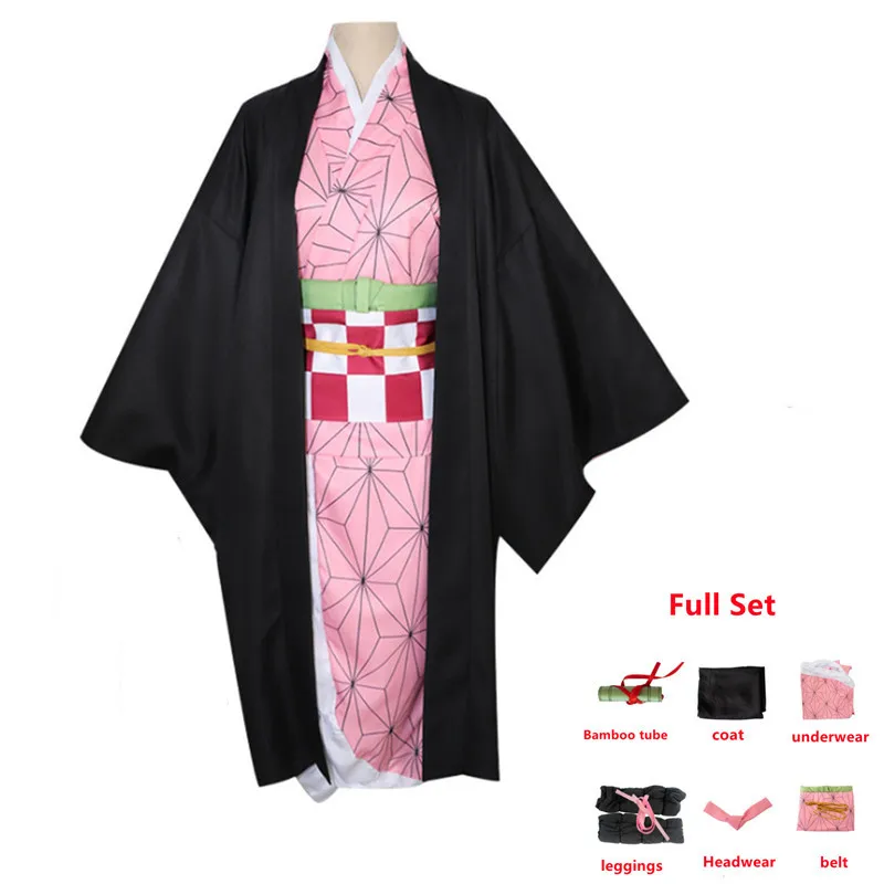 

Nezuko Kamado Kimono Uniform Halloween Clothes Anime Demon Slayer Kimetsu no Yaiba Cosplay Costume
