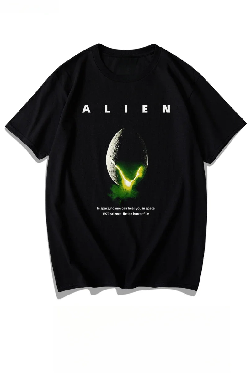 Alien Xenomorph Movie Game Graphic Cotton T-shirt Unisex Men Women Fan Essentials Short Sleeve Top Fashion Summer Tee Streetwear 6