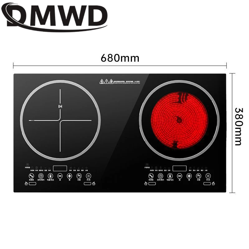 DMWD Multi-Head Induction Cooker Commercial Household Magnetic Cooker Waterproof Panel Infrared Heating Furnace Embedded Stove