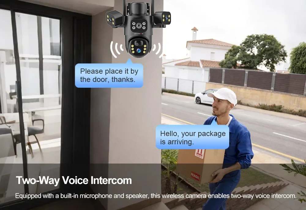 15MP 4G Solar Camera Three Screen Outdoor IP Camera 10X Digital Zoom PTZ PIR Hum