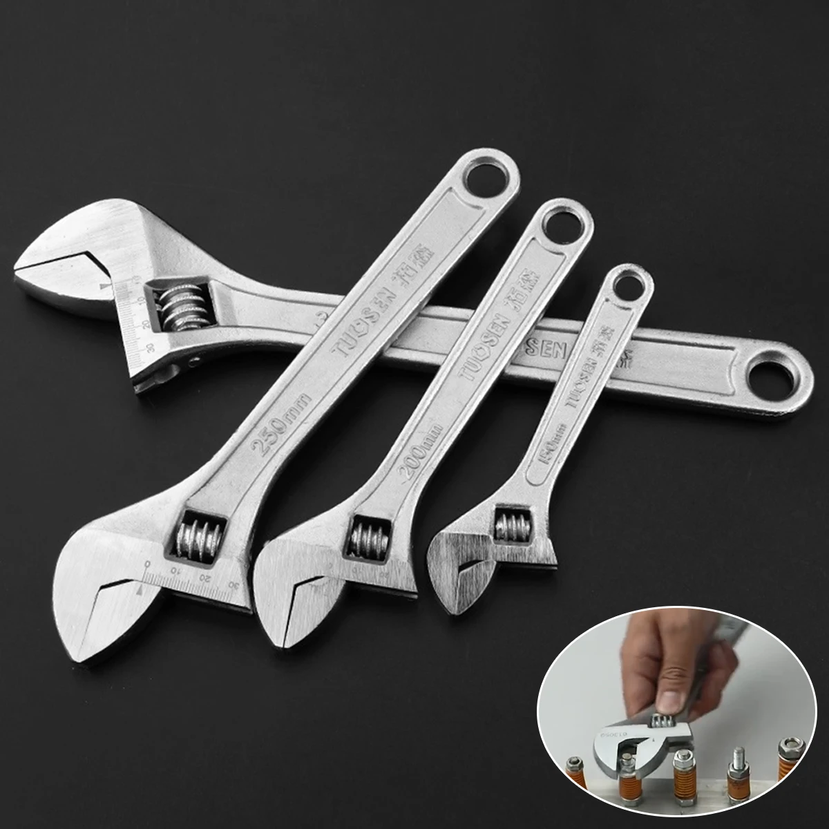 

Universal Monkey Wrench 6" 8" 10" 12" 15" Multifunction Adjustable Spanner Enlarge Open Pipe Wrench Tools for Install and Repair