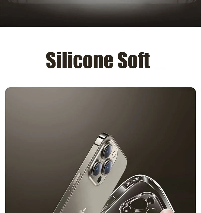 Transparente Silikon-Handyhülle für iPhone 16 17 15 11 12 13 Pro Max 14 7 8 Plus 12 Mini X Xs Xr 16E 17 Air Durchsichtige TPU Weiche Schutzhülle – Detail 7