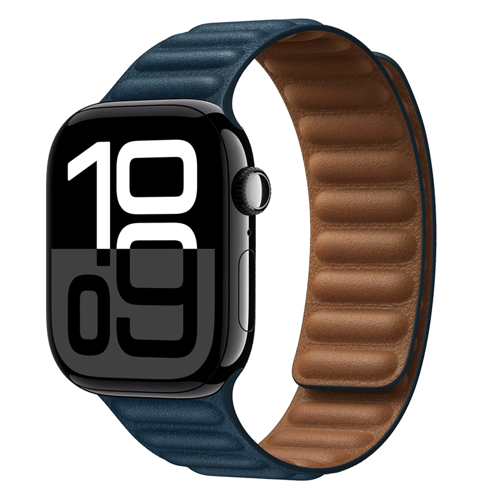 Premium Leather Magnetic Loop Watch Band Strap - Elegant Bracelet Design