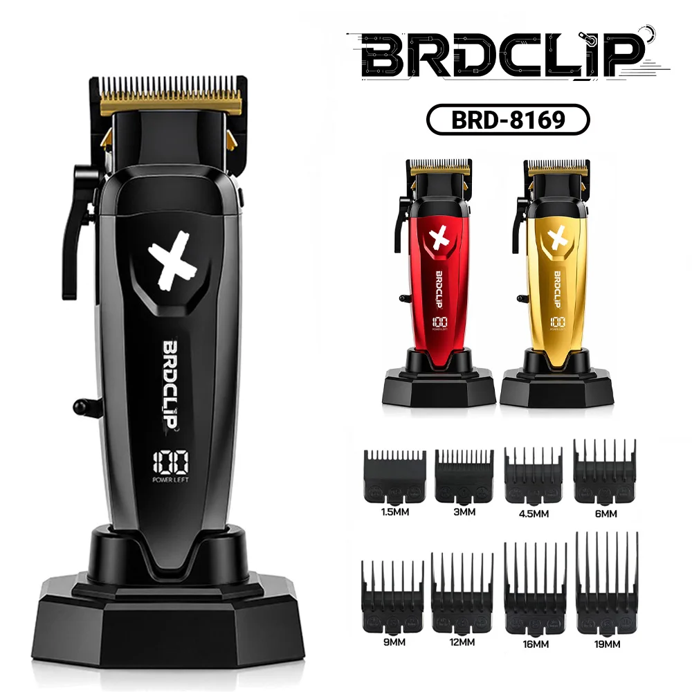 BRDCLIP 8169 전문가용 브러시리스 모터 8000RPM LCD 헤어 클리퍼 DLC 블레이드 남성용 트리머 바버 이발기..
