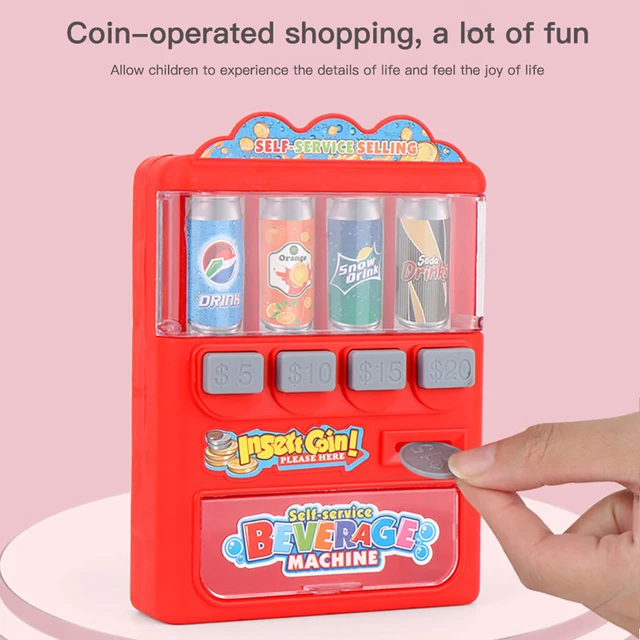 Children Pretend Play Toy Drink Vending Machines with Simulation Coin Role Play Educational Gift Toys 2
