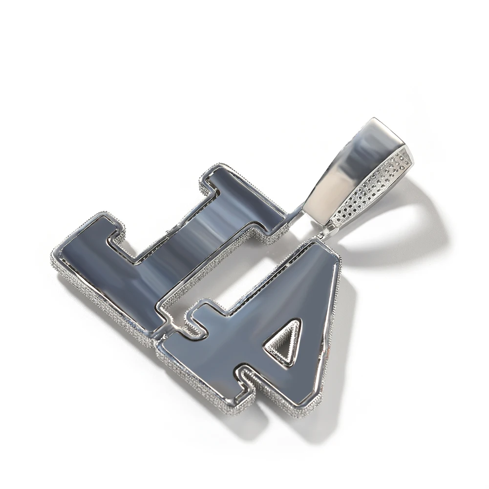 Uwin Double Layer Letters Pendant Name Necklace Iced Out Cubic