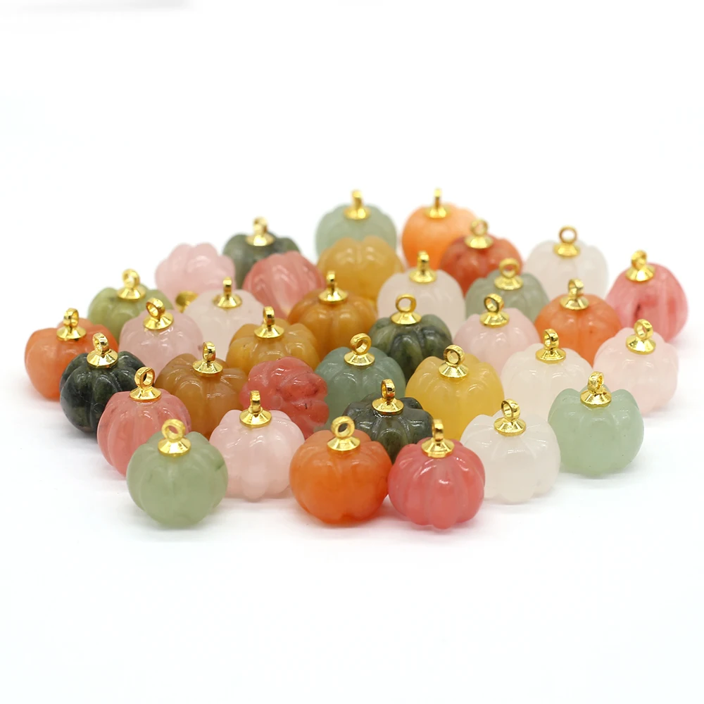 Natural Stone Red Agate Rose Quartz Pendant Charms 5pcs/Lot 13x13mm Mini Pumpkin Charms Jewelry Making DIY Necklace Earrings quartz pendant agate pendant