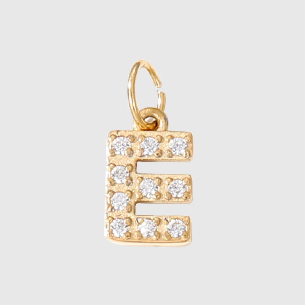 Stylish Chic Elegant 26 English Letter Pendant with Zircon 14k Gold Plated Pendant DIY Jewelry Accessories 10