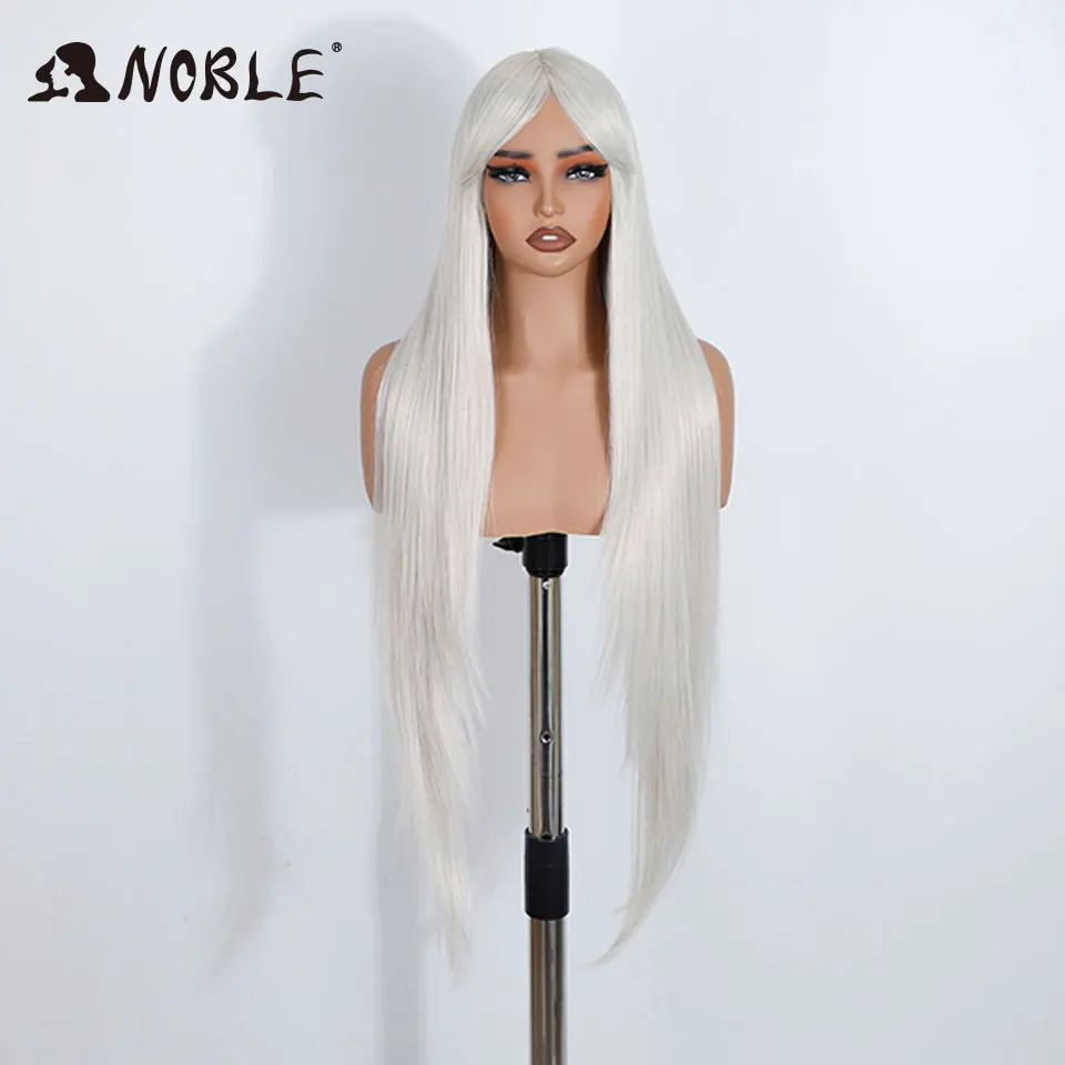 Edle Cosplay-Synthetikperücke mit Pony, lange gerade Ombre-Blond-Perücke für Frauen und schwarze Frauen, synthetische Perücke – Detail 8