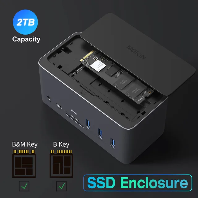 MOKiN 18 in 1 Docking Station USB C to Dual HDMI Adapter SD/TF,VGA, PD,RJ45, Thunderbolt 3,SSD Enclosure,for MacBook Pro/Air 4K 6