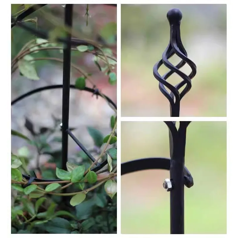 Spiral Umbrella Style Garden Trellis Iron Plant Support for Roses and Clematis Plug-in Climbing Vine Frame Durable Flower Stand