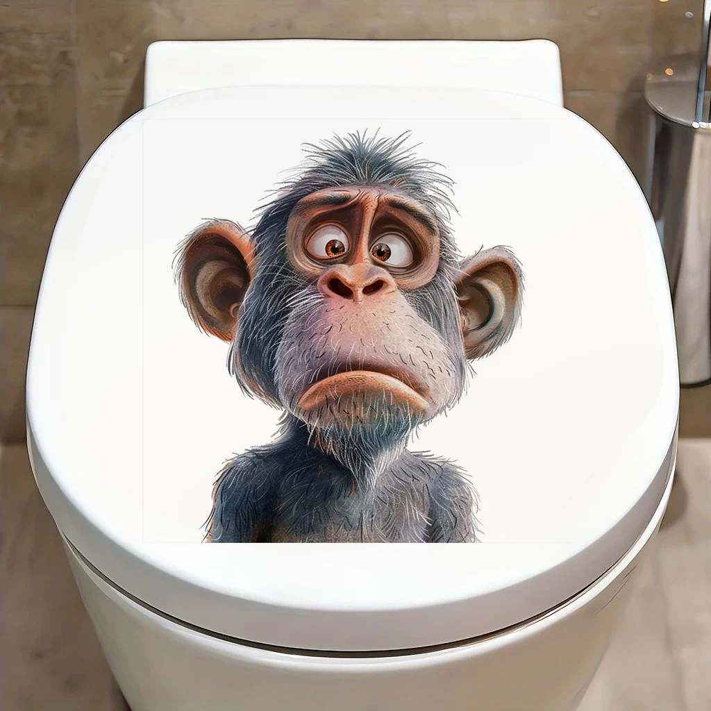 Quirky Cute Monkey Stickers Decoration for Living Room Wall Bedroom Toilet and Home Decor Car Decals Self-Adhesive 1pc