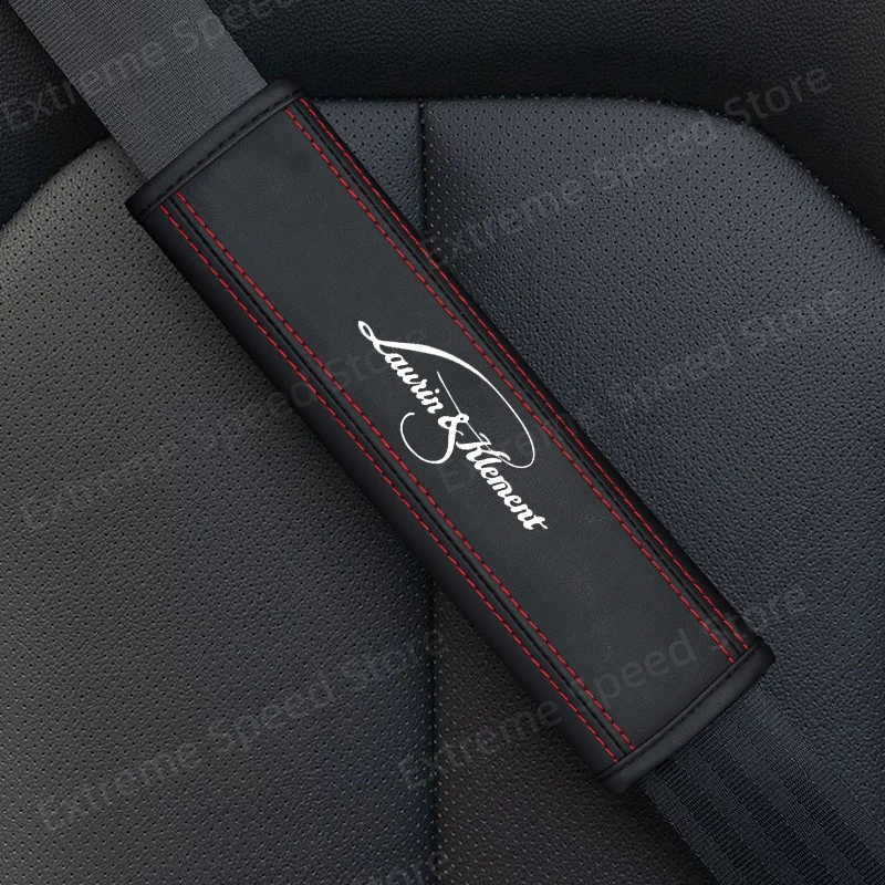 For Sport Line L&K S Emblem Octavia Fabia Superb Scala Leather Car Seat Belt Cushion Safety Belt Shoulder Protector Pad car accessories seat belt covers seat belt protection car seat belt accessory safety belt shoulder guard
