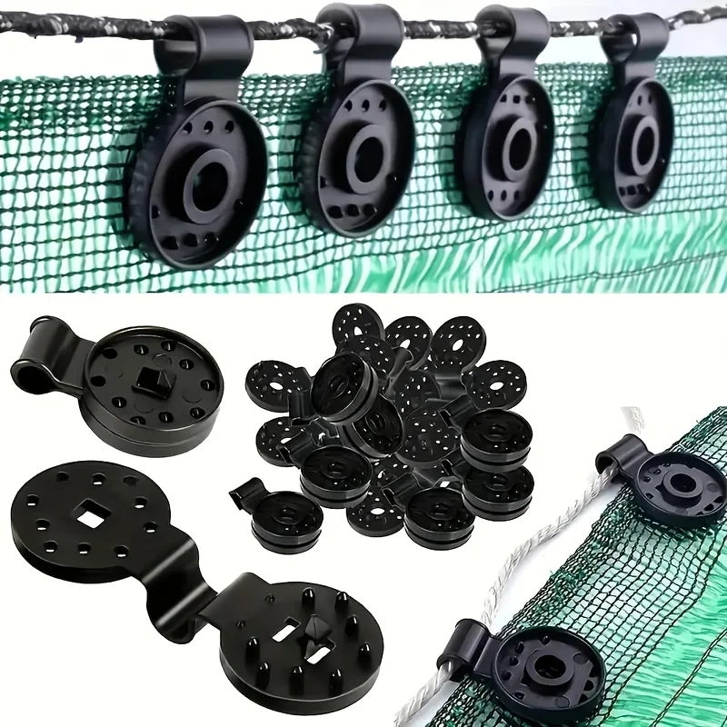 100-Pack Durable Black Shade Cloth Clips - Round Plastic Fasteners for Sun Protection and Garden Covers