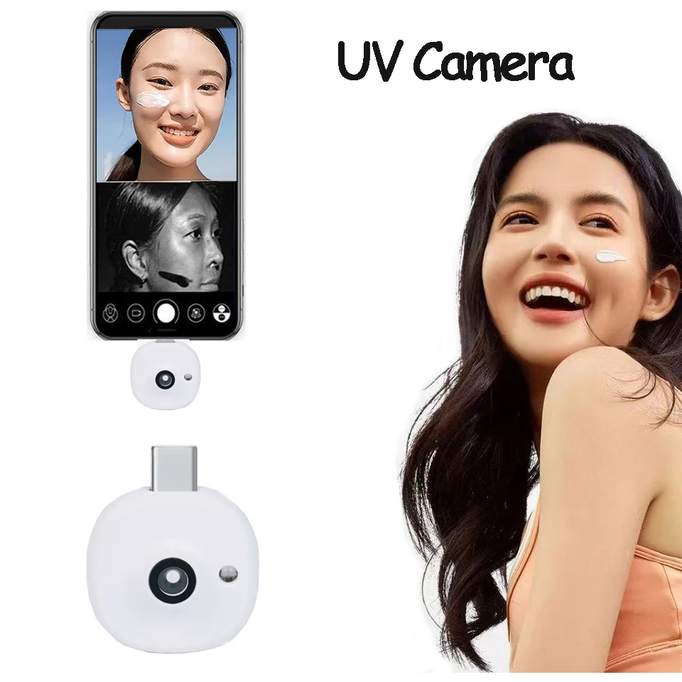 얼굴 태양 보호 및 메이크업 제거를 위한 미니 UV 카메라 휴대용 태양 보호 테..