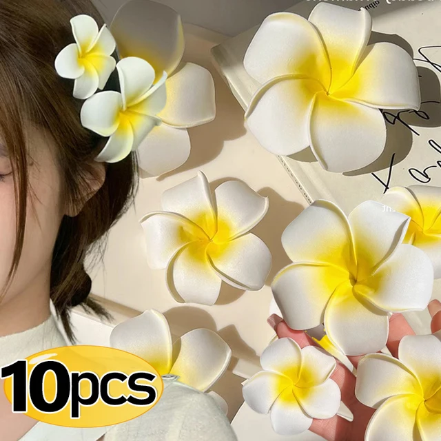 1-10pcs Plumeria Flower Hair Clips For Women Hairpins Girls Side Bangs Clips Flower Barrette Hawaiian Party Bag Hat Accessories 1