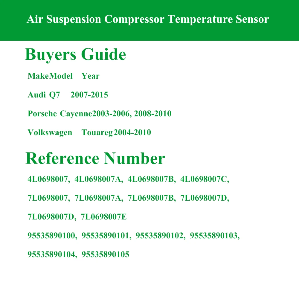 Air Suspension Compressor Pump Temperature Sensor For 2007-2015 Audi Q7 4L,2003-2010 VW Touareg 7L, Porsche Cayenne 9PA/955