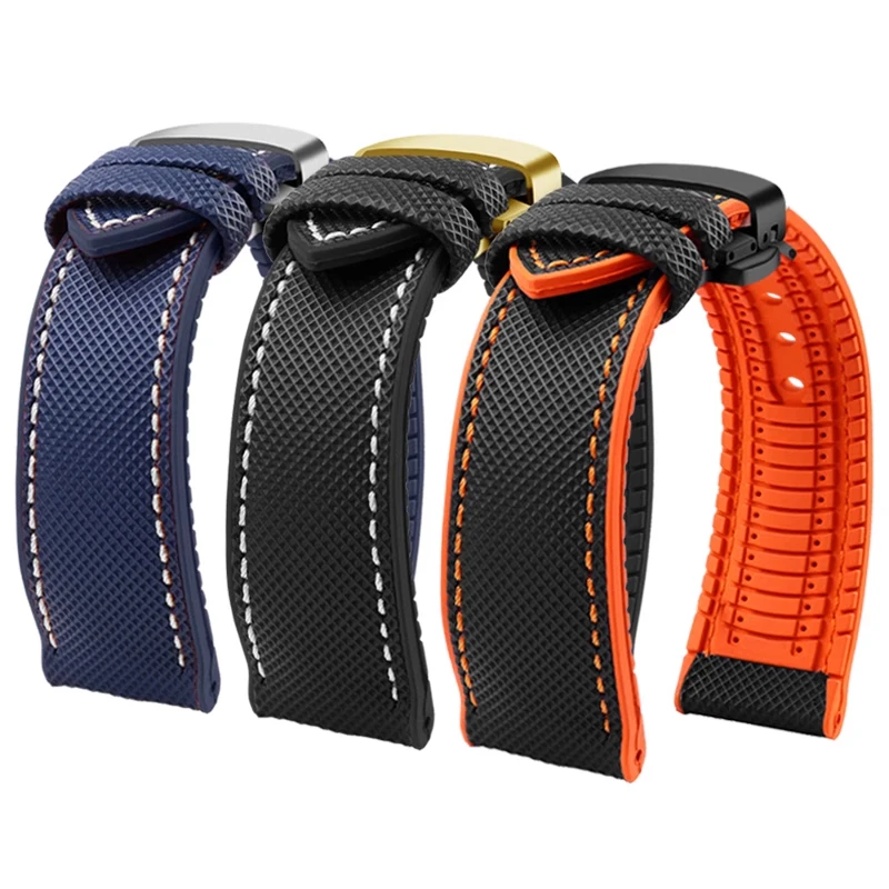 Vibrant Multi-Color Nylon Rubber Watch Strap Bracelet for Men - Available in Various Sizes