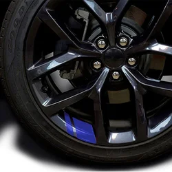 Reflective Car Wheel Rim Stripe Decal Set - 4Pcs Racing Hub Decoration Stickers - 4Pcs (Blue)