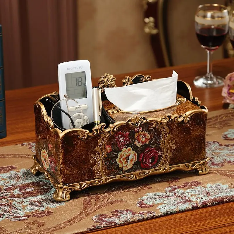 Resin Tissue Box, Exquisite, Hotel Carved, Car, Office Decoration, Home, Desktop Napkin Holder 2