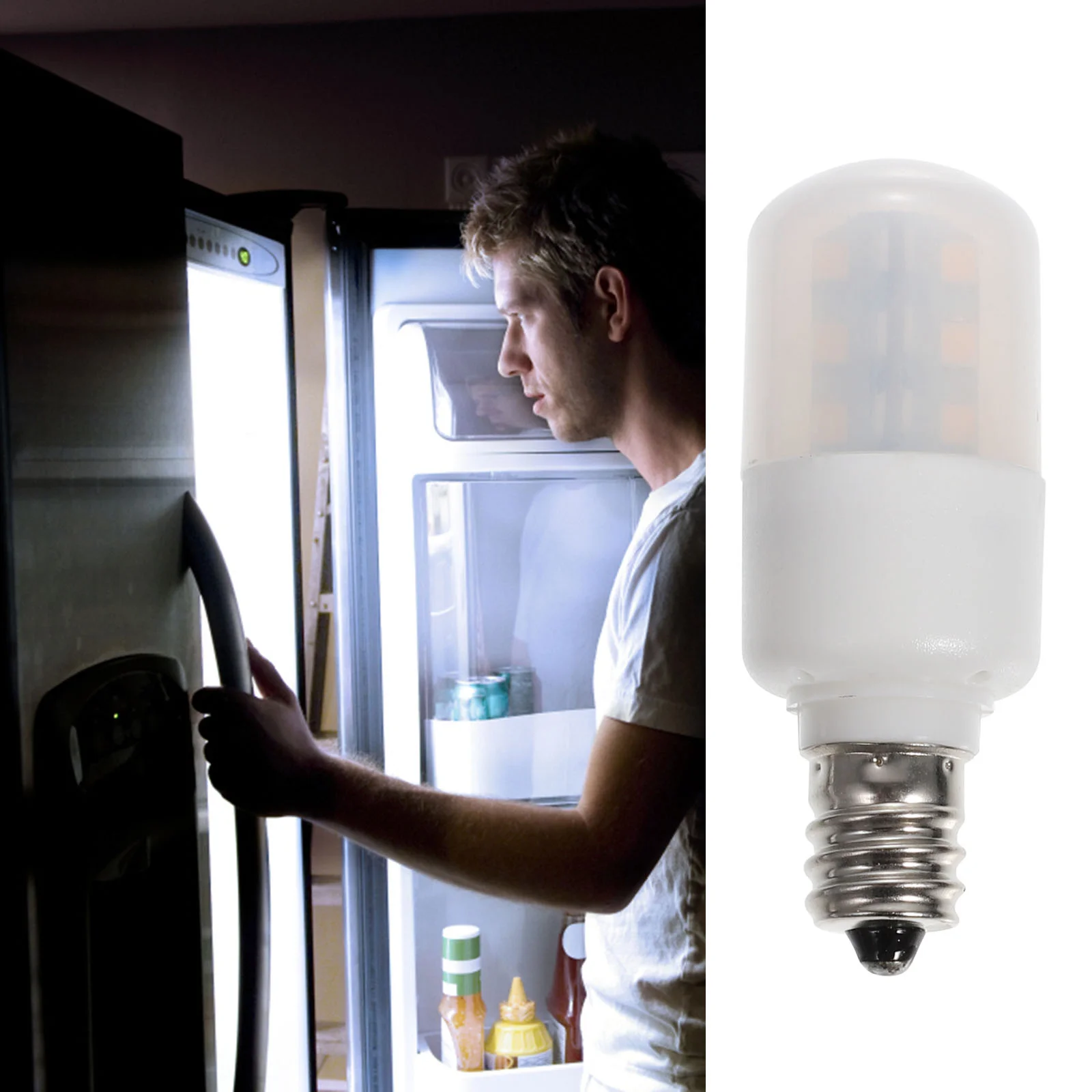 

2 Pcs E12 Refrigerator Light Bulb for Fridge LED Appliance Freezer Micro-wave Oven