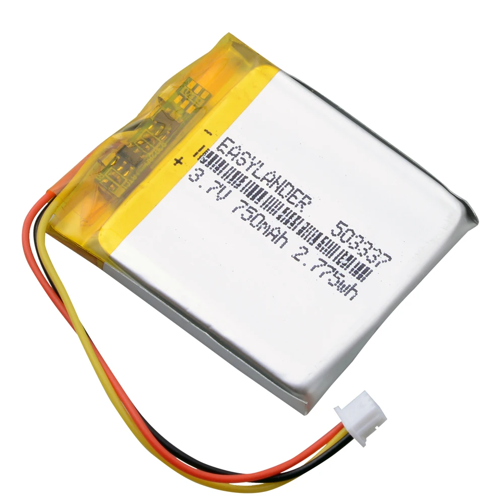 Rechargeable Lithium Batteries 3.7V EU053337p 750mah 503337 Rechargeable Lithium Li-ion Polymer Battery for Baby Monitor DVR GPS MP3 MP4