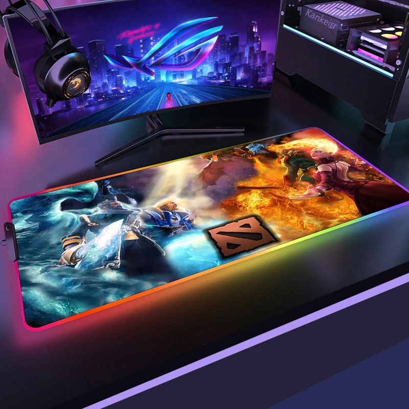 Alfombrillas de ratón 900x400 Dota2, alfombrilla de ratón LED para ordenador portátil XXL a la moda, alfombrilla de ratón RGB para juegos HD, alfombrilla grande XL para juegos de teclado de escritorio