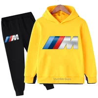 Kids BMW Hoodie Set Autumn Winter Boys Clothe Girls Warm Casual Sweatshirt Trucksuit Street Trendy 2-Piece​