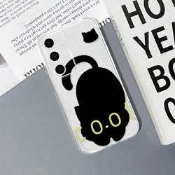 Transparent Phone Case with Cartoon Cat Design - Funny and Stylish Cover - Samsung Galaxy S23 Ultra (Style 2)