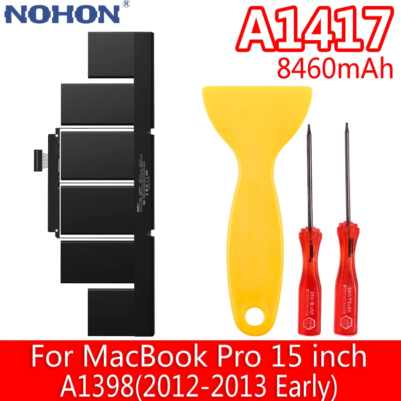 

Аккумулятор NOHON A1417 для ноутбука MacBook Pro, 15 дюймов, A1398, 2012-2013, ранний Core i7, A1618, MC975, MC976, A1494, бесплатные инструменты