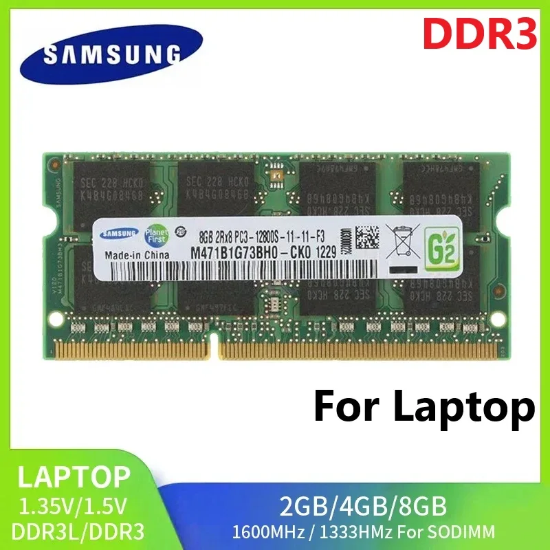 thumbnail image 1 of Memoria RAM DDR3 DDR3L de SAMSUNG SODIMM para portátiles, 8 GB, 4 GB, 2 GB, 1333 1600 MHz, 1866 MHz, SO-DIMM de alto rendimiento, 1,35/1,5 V, 1 of 5