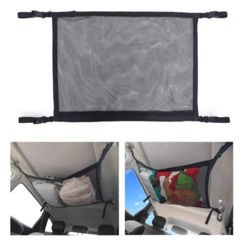 

Portable Car Ceiling Storage Net Pocket Roof Interior Cargo Net Bag Car Trunk Storage Pouch Sundries Storage Organizer