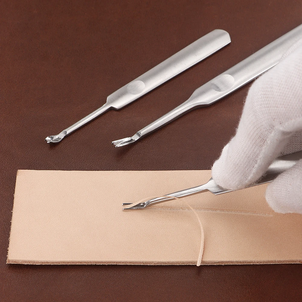 Stainless Steel Leather Crafting Slot Tool Set 1Set Premium Groover V & U Shape Gouge Edge Skiving Knife DIY Punch Tools