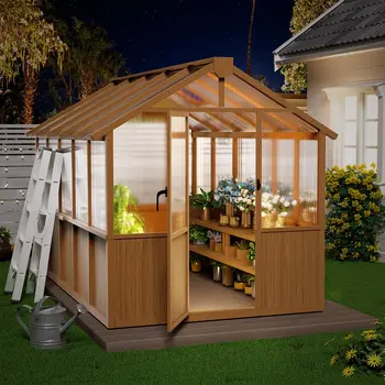 6x12FT Wooden Greenhouse 1