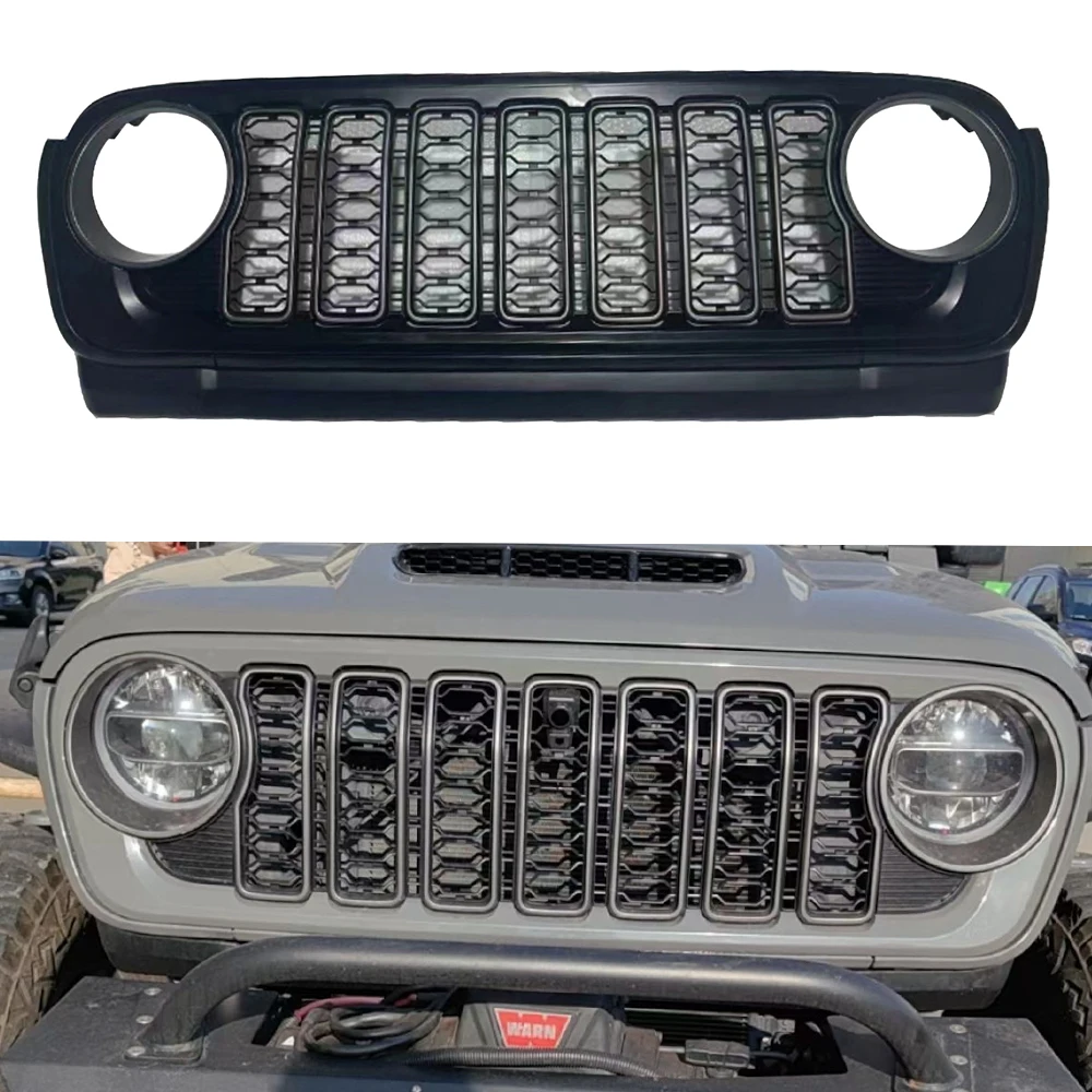 1 Piece Black ABS 2024 Grille Front Grill For Jeep Wrangler JL 2018+ JL1300