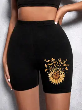 Pantaloncini attillati da donna estivi labbra di girasole rotte e fiocchi di pioggia stampa Fitness pantaloni corti stretch morbido e sottile abbigliamento sportivo femminile 1