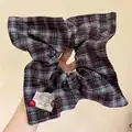 Blue plaid scarf hair tie