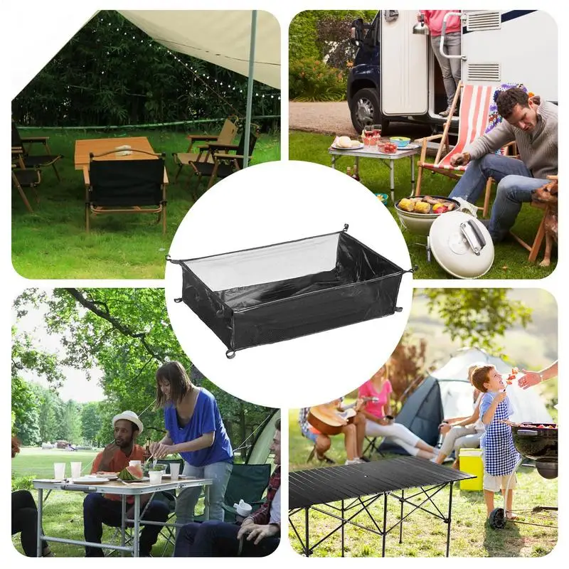 Under Table Storage Camping Storage Basket For Outdoor Camping Table Portable Mesh Pouch Under Picnic Table Organizer Bag