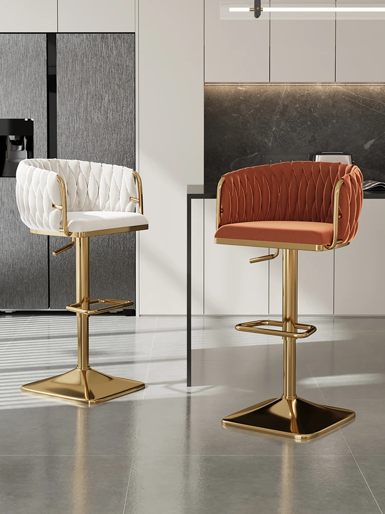 Bar Chairs Velvet Bar Chair Home Kitchen Cafe Lift Swivel Counter Stools Modern with Backrest Furniture
