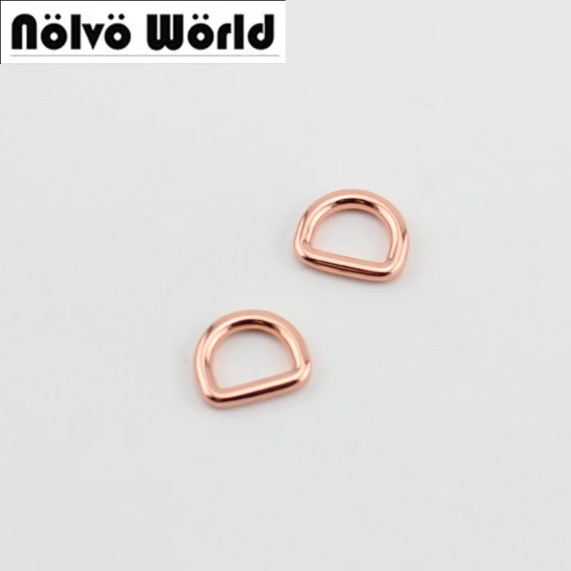 10- 50pcs Rose gold inside 13mm 1/2 inch diy bags metal accessory alloy gold round edge welded d ring sewing part