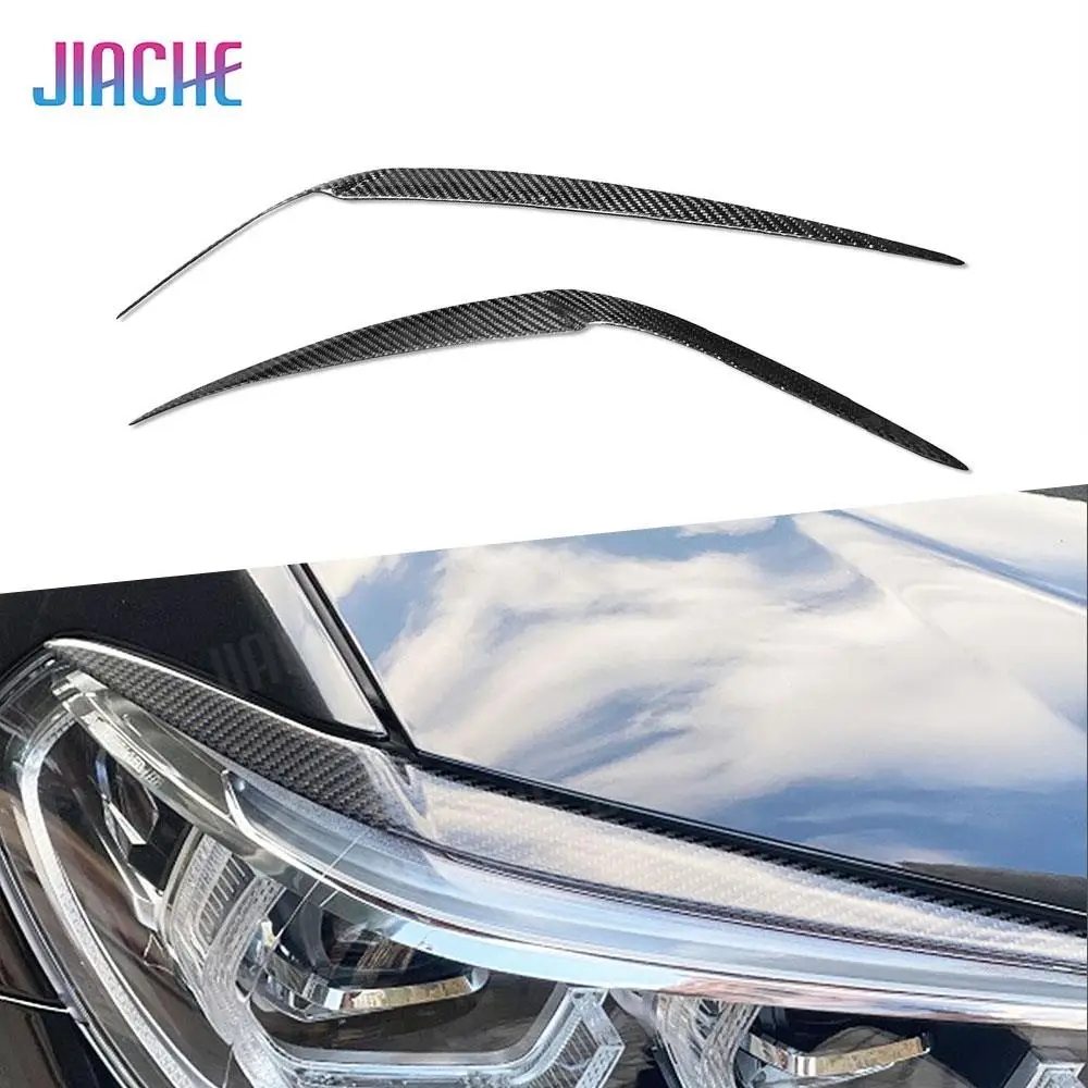 

Carbon Fiber Car Headlight Eyelid Eyebrow Cover Sticker Trim Headlamp Strips Car Styling For BMW X3 G01 X4 G02 X3M X4M 2018-2021