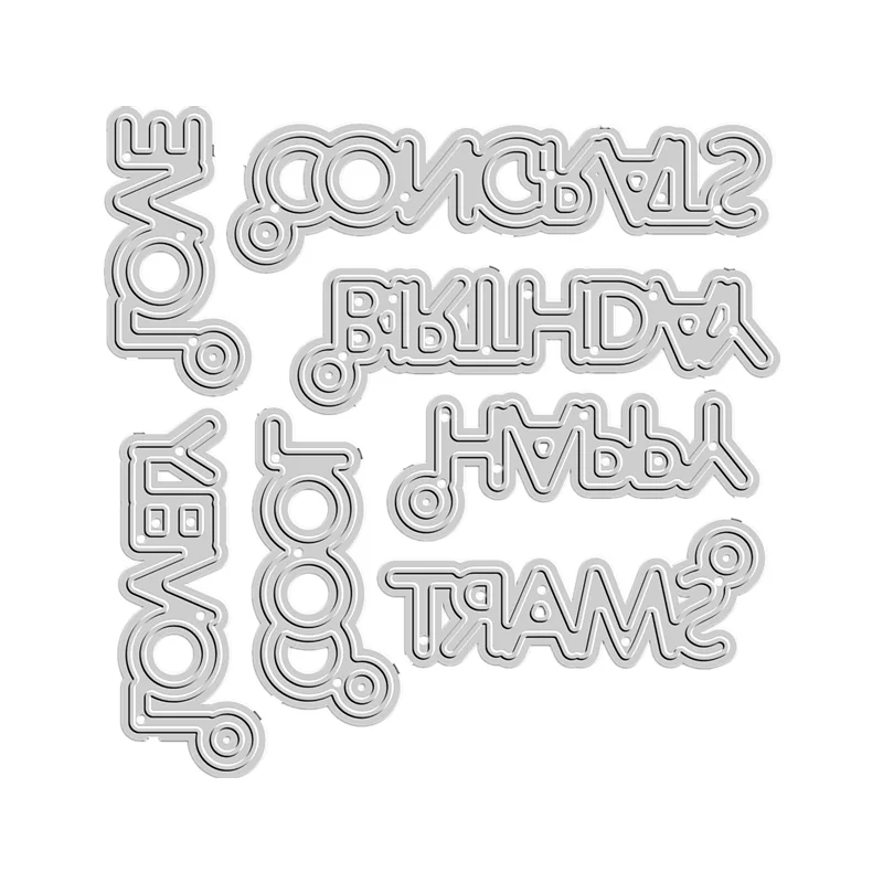 2023 New Love Cool Smart Happy Words Fustelle Per Scrapbooking Paper Making Background Frame Card Craft Supplies No Stamp