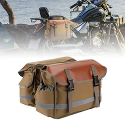 Waterproof Canvas Motorcycle Saddle Bag - Multi - Color Panniers (Brown B)
